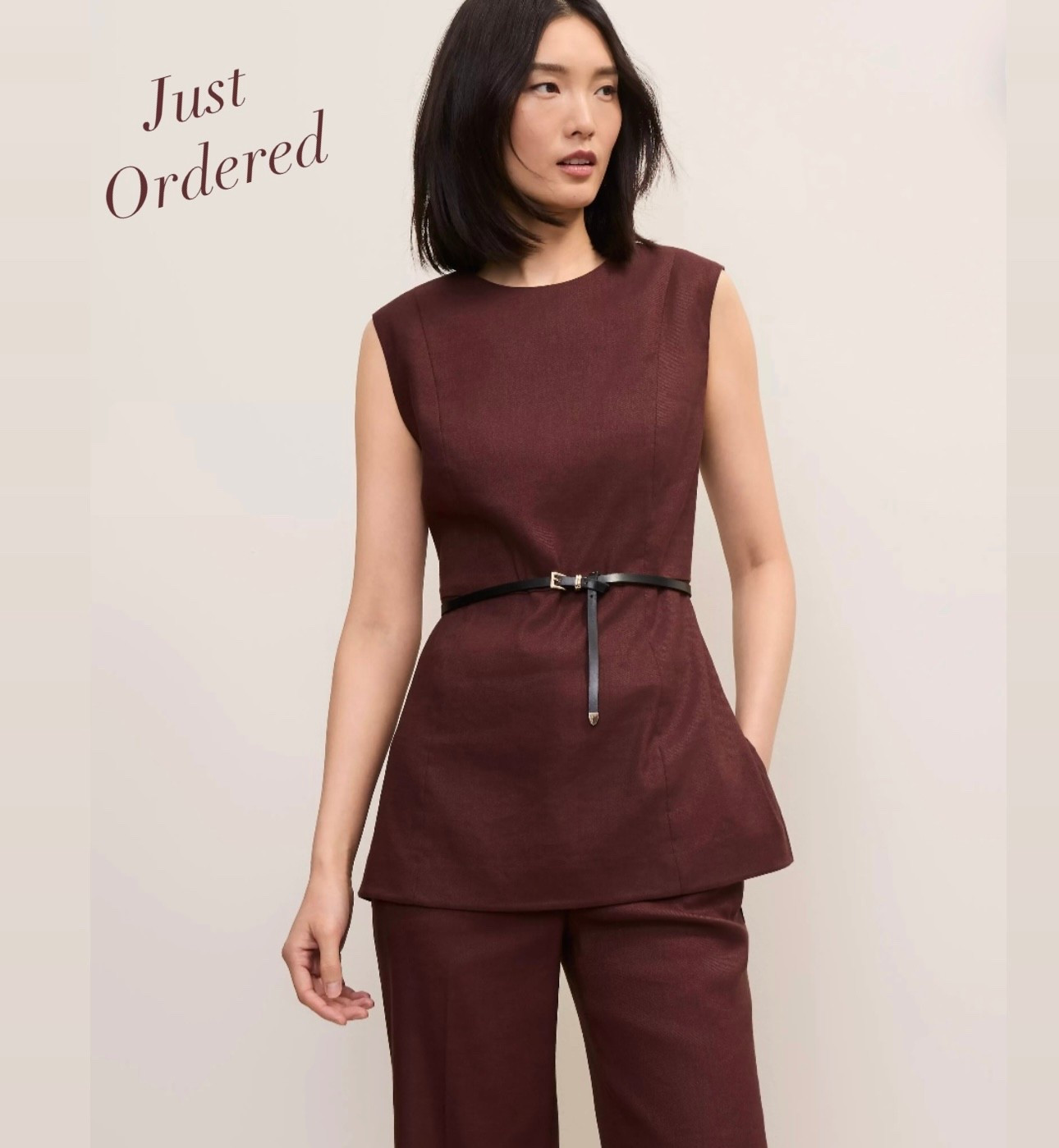 Love this linen blend chocolate brown outfit to dress up or down.  Blazer is also available 
Business casual workwear, work outfit, spring outfit ￼

#LTKWorkwear #LTKootd #LTKSeasonal