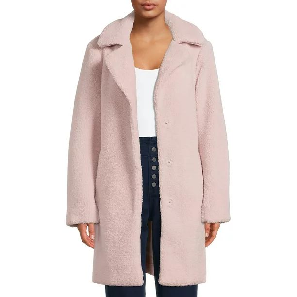 Mark Alan Women’s Long Single-Breasted Faux Sherpa Coat - Walmart.com | Walmart (US)