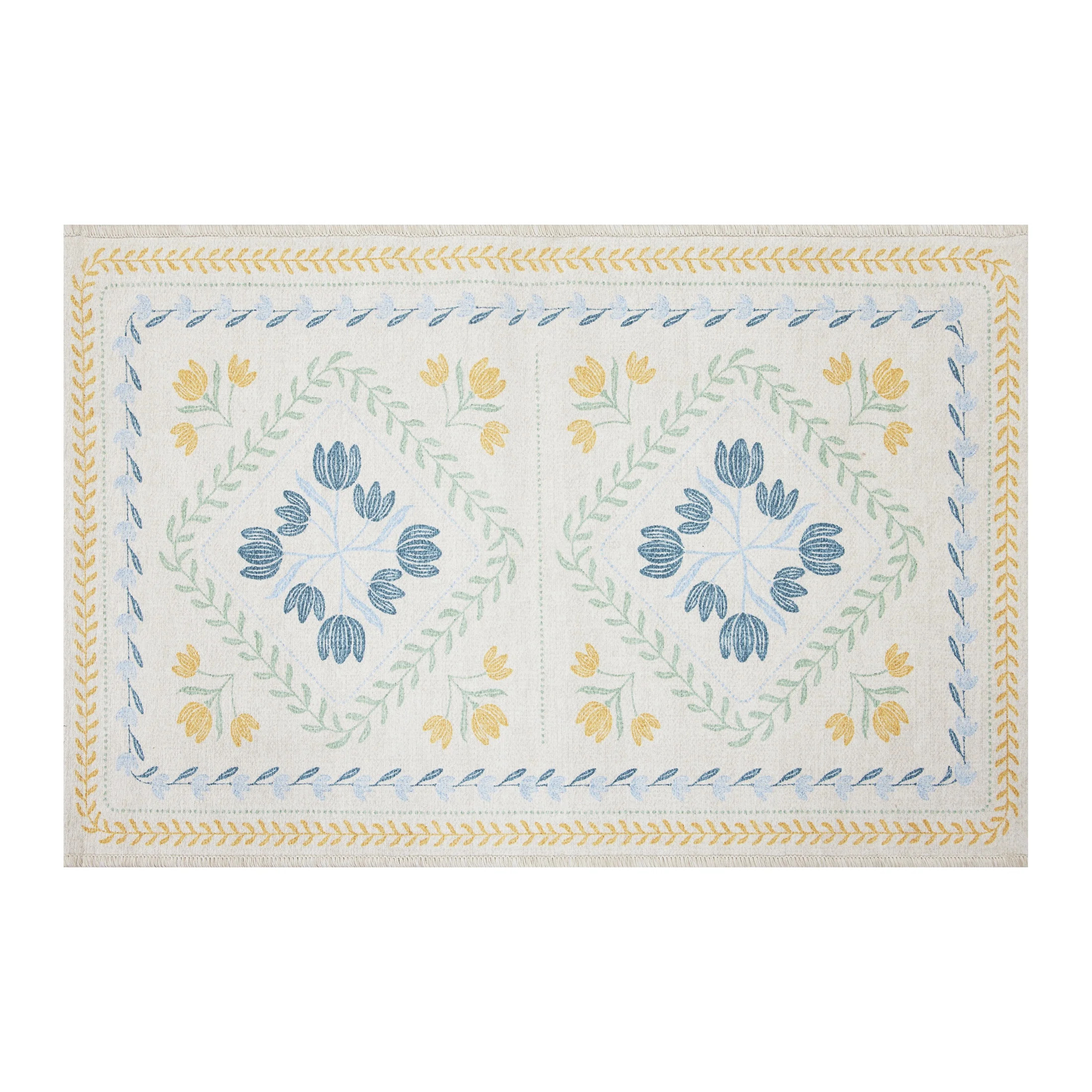 Better Homes & Gardens Blue & Yellow Soliel Floral 24" x 36" Accent Rug | Walmart (US)