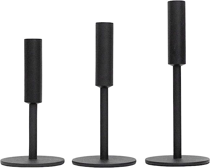 TSG Modern Black Candlestick Holders Set of 3 - Metal candle holders for taper candles, Tall Matt... | Amazon (US)