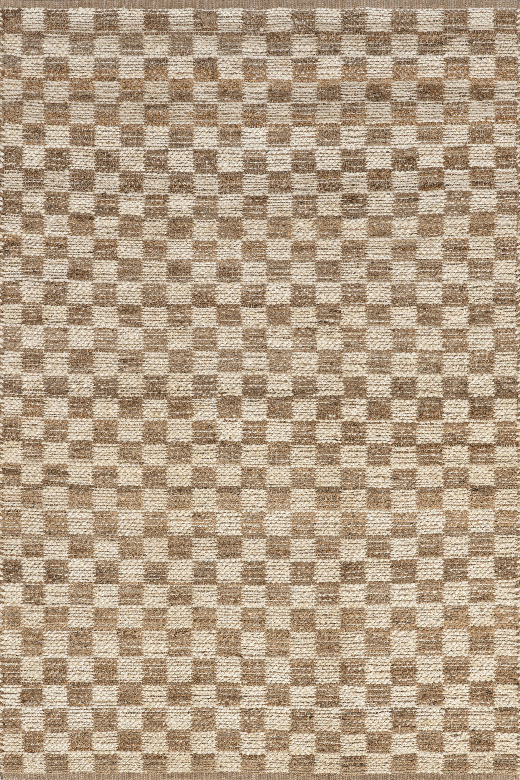 Sandye Retro Checkered Jute Rug | Natural | Rugs USA
