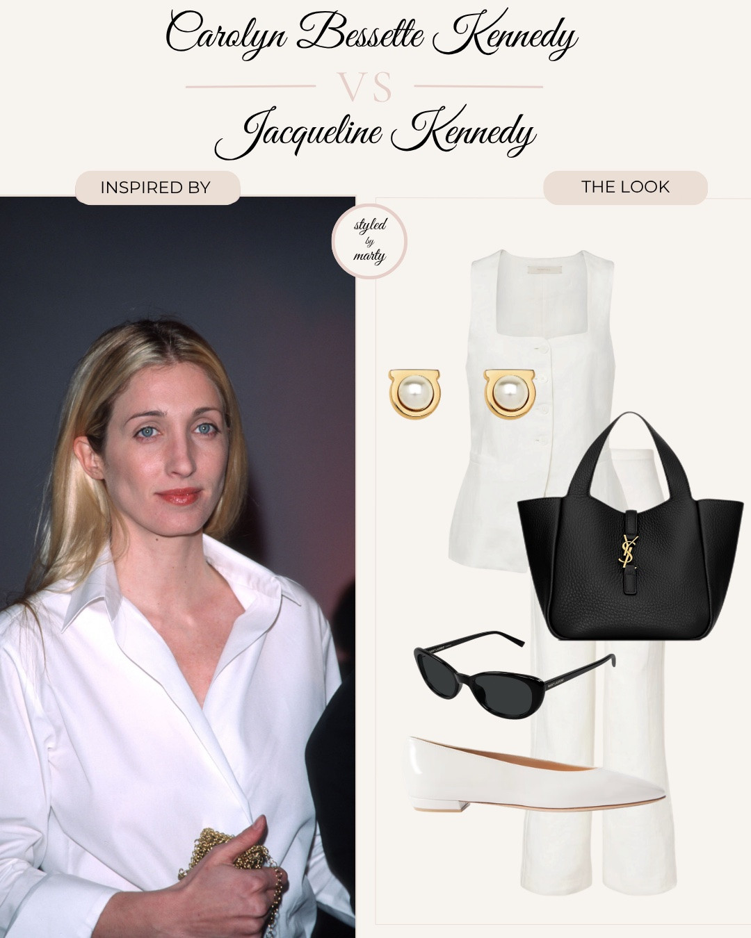 Carolyn Bessette-Kennedy VS Jacqueline Kennedy✨

Two icons of old money style... reimagined for 2026🤍


Carolyn bessette kennedy, Carolyn bessette style, Jacqueline Kennedy style, old money style, old money aesthetic, old money outfit, feminine fashion, quite luxury, minimal style, luxury fashion, minimalist fashion, classy outfit, elegant outfit l, summer outfit, summer dress, white outfit, sunglasses, flat shoes, tote bag

#LTKsummer #LTKover50style #LTKstyletip