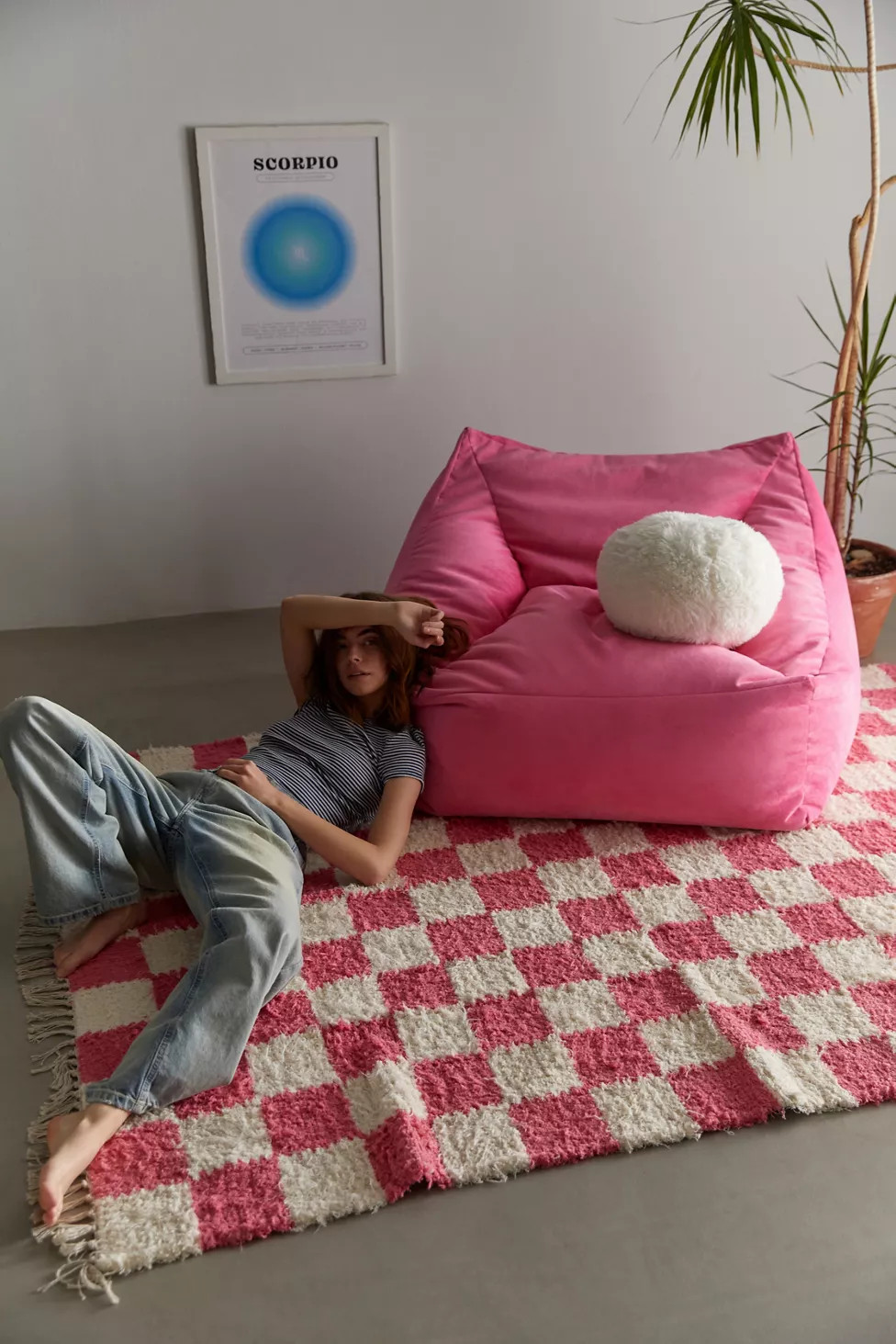 Checkerboard Woven Shag Rag Rug | Urban Outfitters (US and RoW)