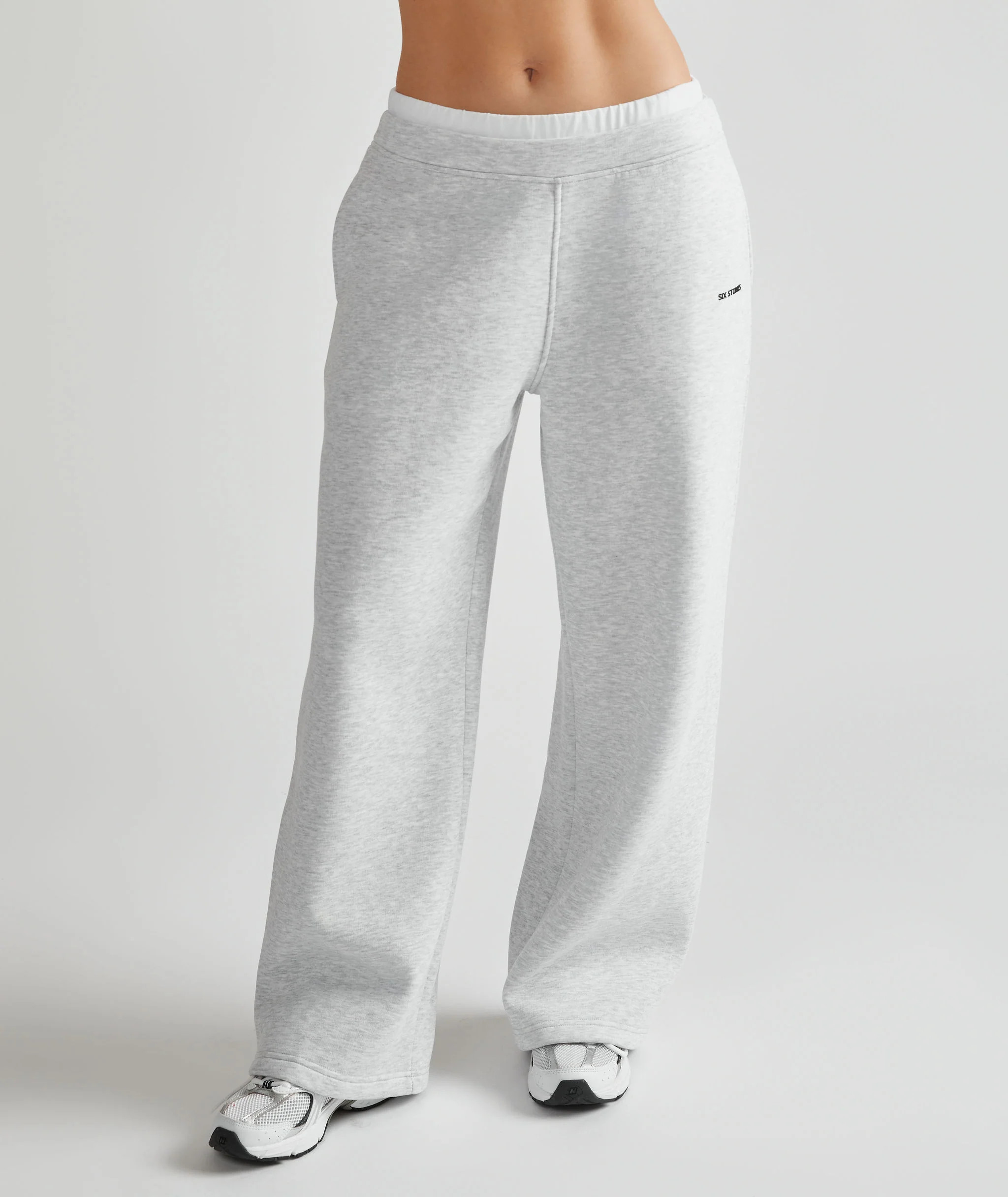 Double Waistband Joggers - Grey Marl | Six Stories