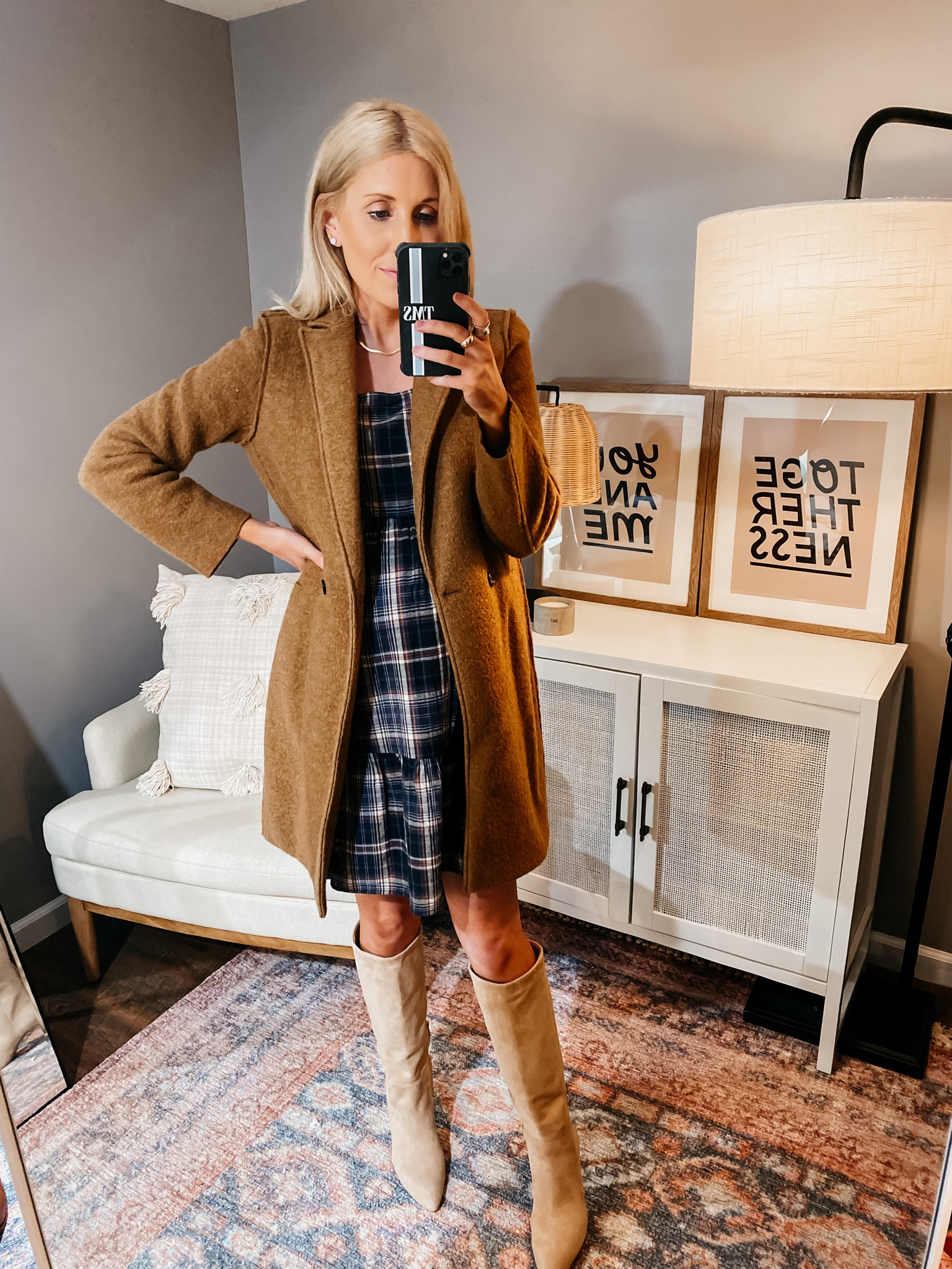 target $30 plaid balloon sleeve dress // jcrew pea coat  // fall boots 

#LTKSeasonal #LTKbump #LTKstyletip