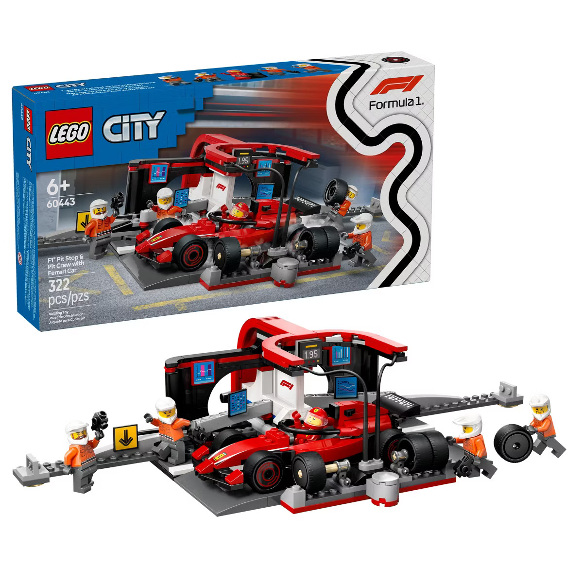 LEGO City F1 Pit Stop & Pit Crew with Ferrari Car, Model Race Car Toy 60443 | Target