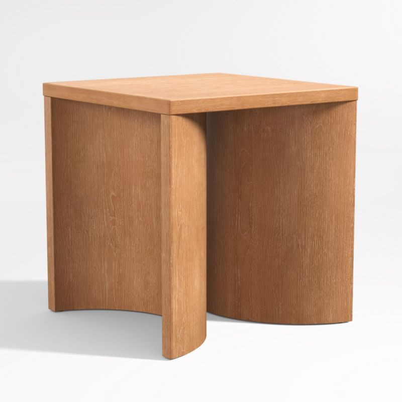 Virage Light Brown Oak Wood Square Side Table | Crate & Barrel | Crate & Barrel