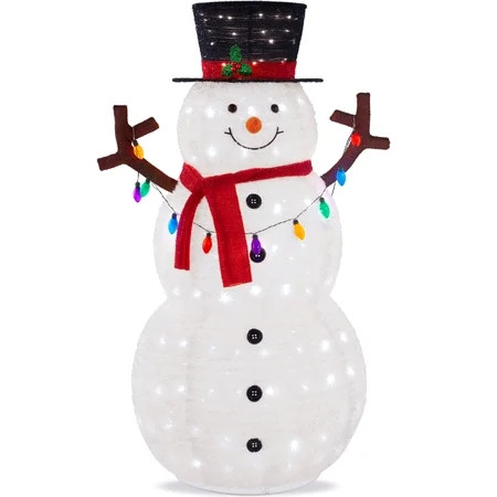Best Choice Products 3ft Lighted Pop-Up Snowman, Outdoor Christmas Holiday Decoration w/ 100 LED Lights, Hat , Scarf | Walmart (US)
