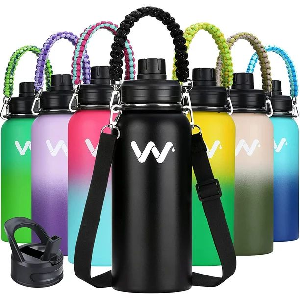 Insulated Water Bottle With Straw Lid & Spout Lid, - 32 oz - Vacuum Insulated - Stainless Steel R... | Walmart (US)