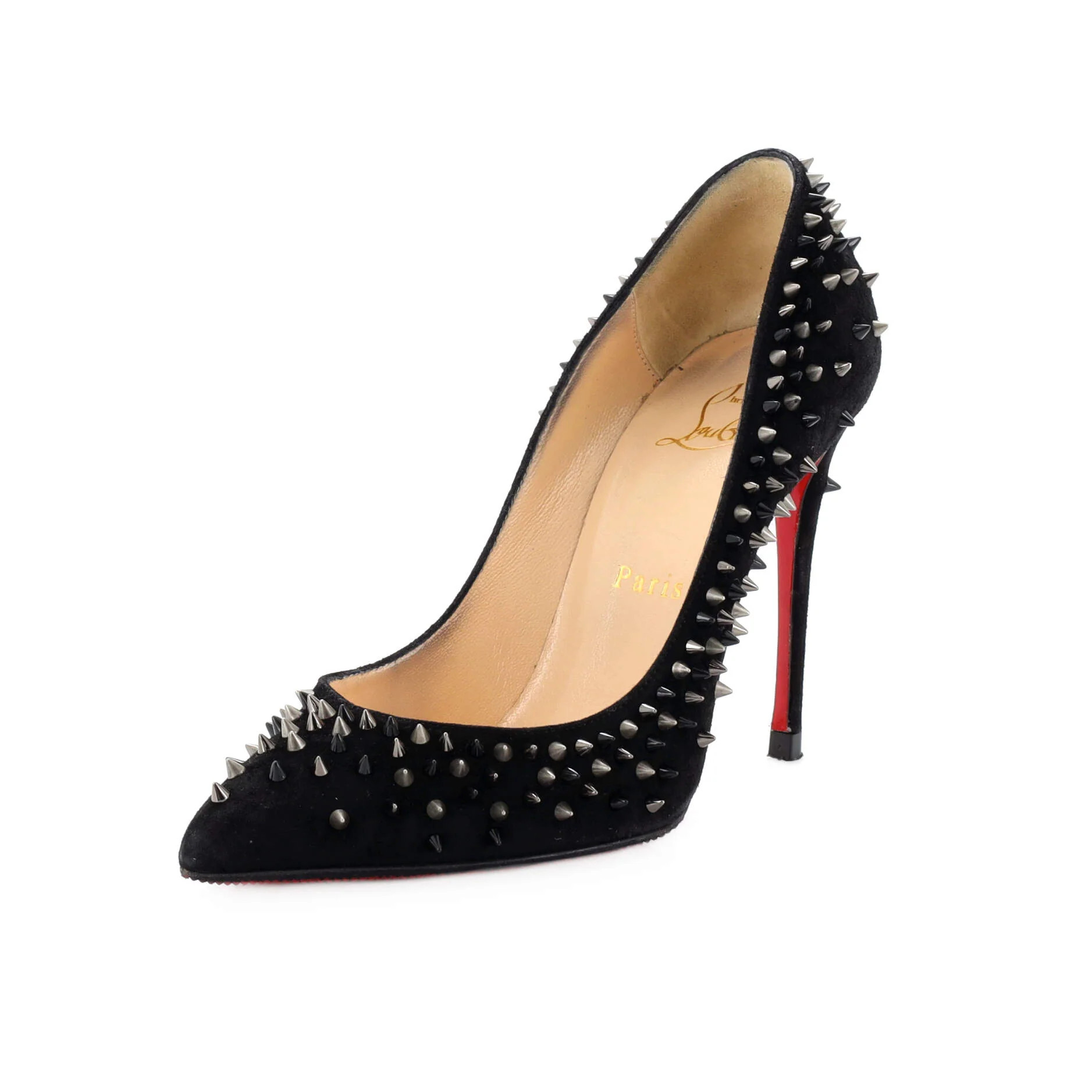 Christian Louboutin Women's Follies Spikes Pumps Spiked Suede 100 | Rebag