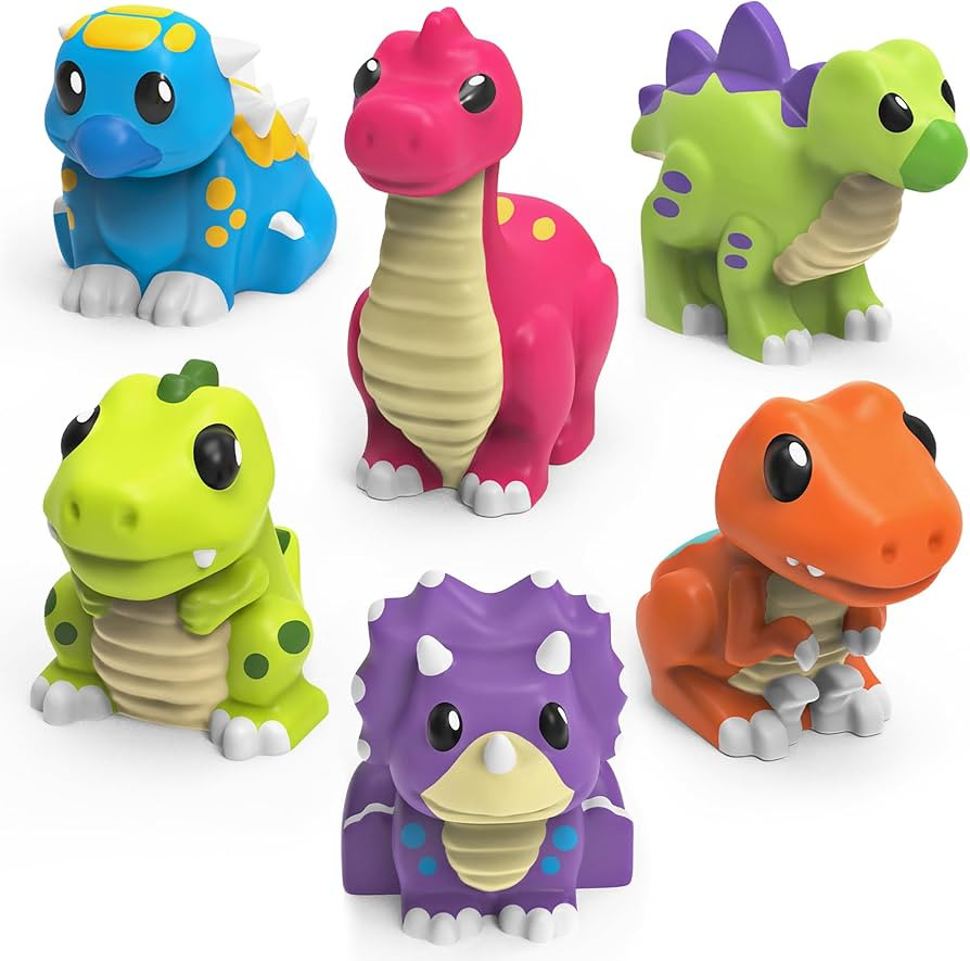 Tub Works® Dinosaur Mold Free Bath Toys, 6 Pack | Sealed, No Hole Bath Toys Design Keeps Moistur... | Amazon (US)