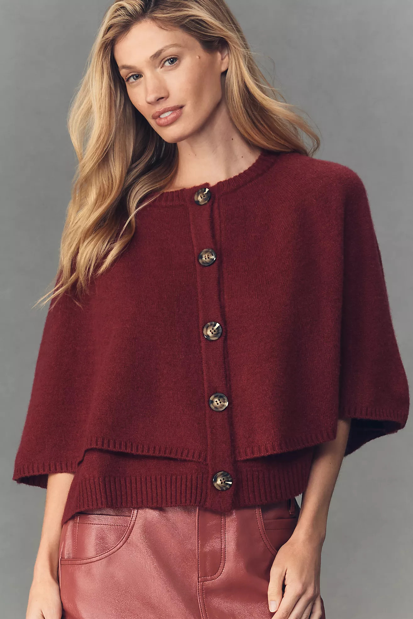 By Anthropologie Button-Front Knit Cape Top | Anthropologie (US)