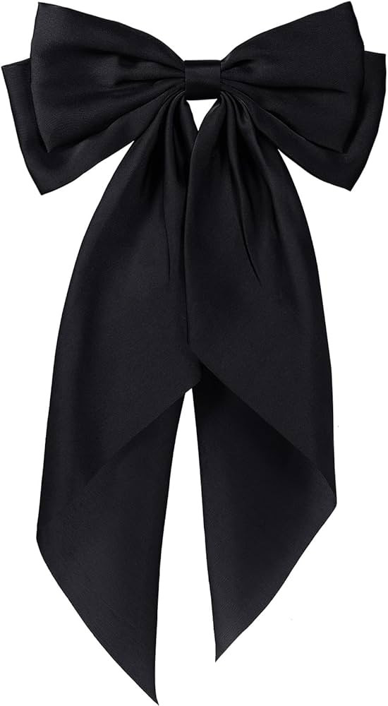 Large Hair Bow, Silky Satin Bowknot Hair Clip, Oversized Long Tail Hair Ribbon Barrette for Women... | Amazon (US)