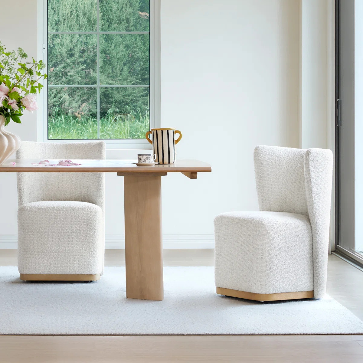 Everly Quinn Geelt Upholstered Wingback Dining Chairs with Casters & Reviews | Wayfair | Wayfair North America