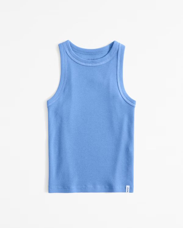 girls essential high-neck rib tank | girls tops  | Abercrombie & Fitch (US)