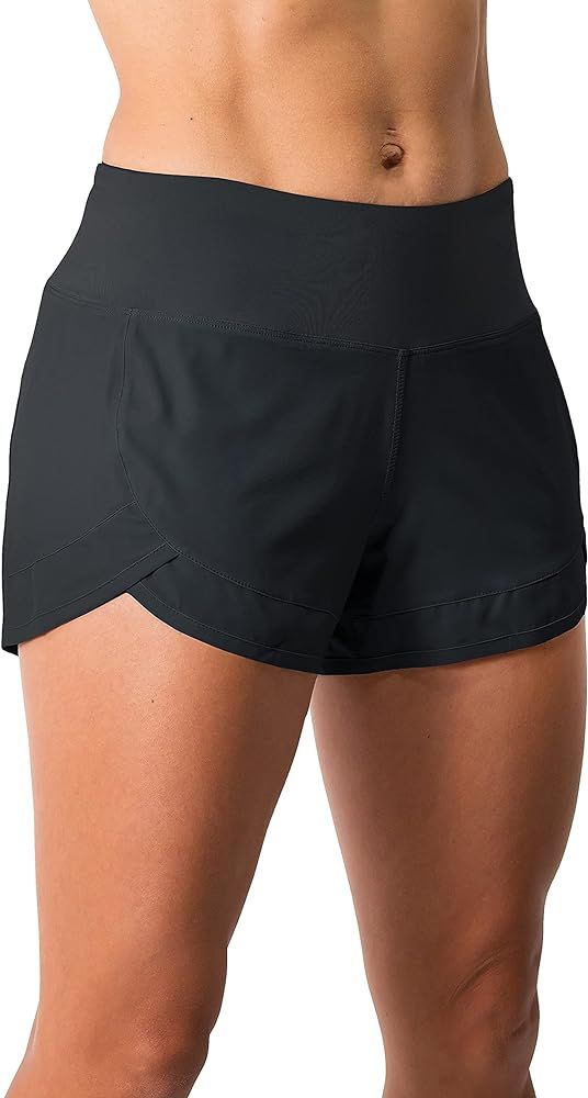 Tough Mode Womens 3" Lightweight Running WOD Volleyball Shorts Workout Mesh Liner Zip Pocket | Amazon (US)