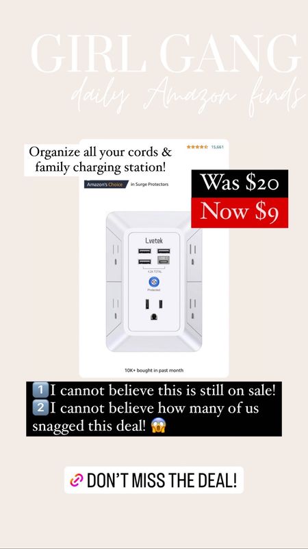Get organized this New Year with this multi-plug outlet that has regular plugs, USB outlets, and the newer iPhone outlet! I can’t believe the price on sale!! This will help organize all your cords into a charging station for your family’s devices! #amazonfind 

#LTKhome #LTKfindsunder50 #LTKsalealert