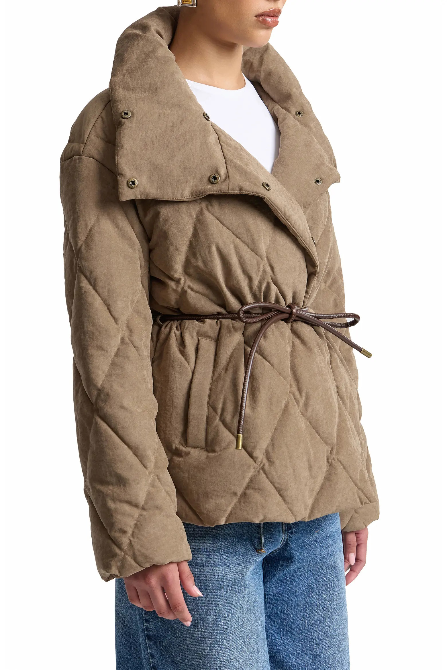 Tie Waist Puffer Coat (Women) | Nordstrom | Nordstrom