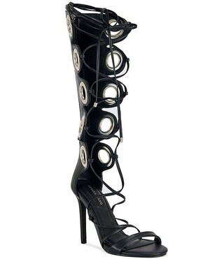 Azalea Wang Agathon Tall Shaft Lace Up Grommet Gladiator Sandals | Dillard's | Dillard's