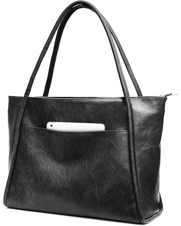 Large Tote Bag for Women Work with Zipper 16L Vegan Leather Ladies Travel Purses and Handbags | Amazon (US)