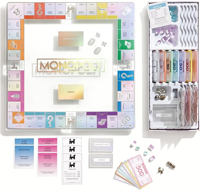 WS Game Company Monopoly Aura Edition – Premium Iridescent Tempered Glass Game Board, Crystal-C... | Amazon (US)