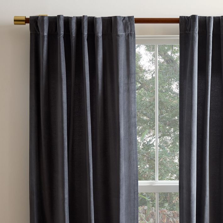 Cotton Velvet Curtain Stormy Blue | West Elm (US)