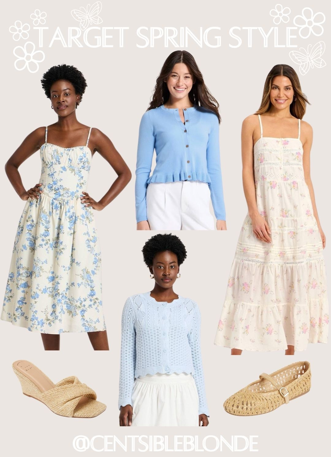 Garden party, blue cardigan, blue sweater, straw flats, floral dress, target, outfit, target style, target shoes, spring shoes, spring style, spring outfit, Wedge sandals, maryjane flats, wedding guest dress, spring wedding

#LTKMidsize #LTKWedding #LTKSeasonal