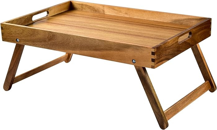 Extra Large Folding Bed Tray Table, 22’’ x 14’’ Acacia Wood Breakfast Tray, Food Serving ... | Amazon (US)