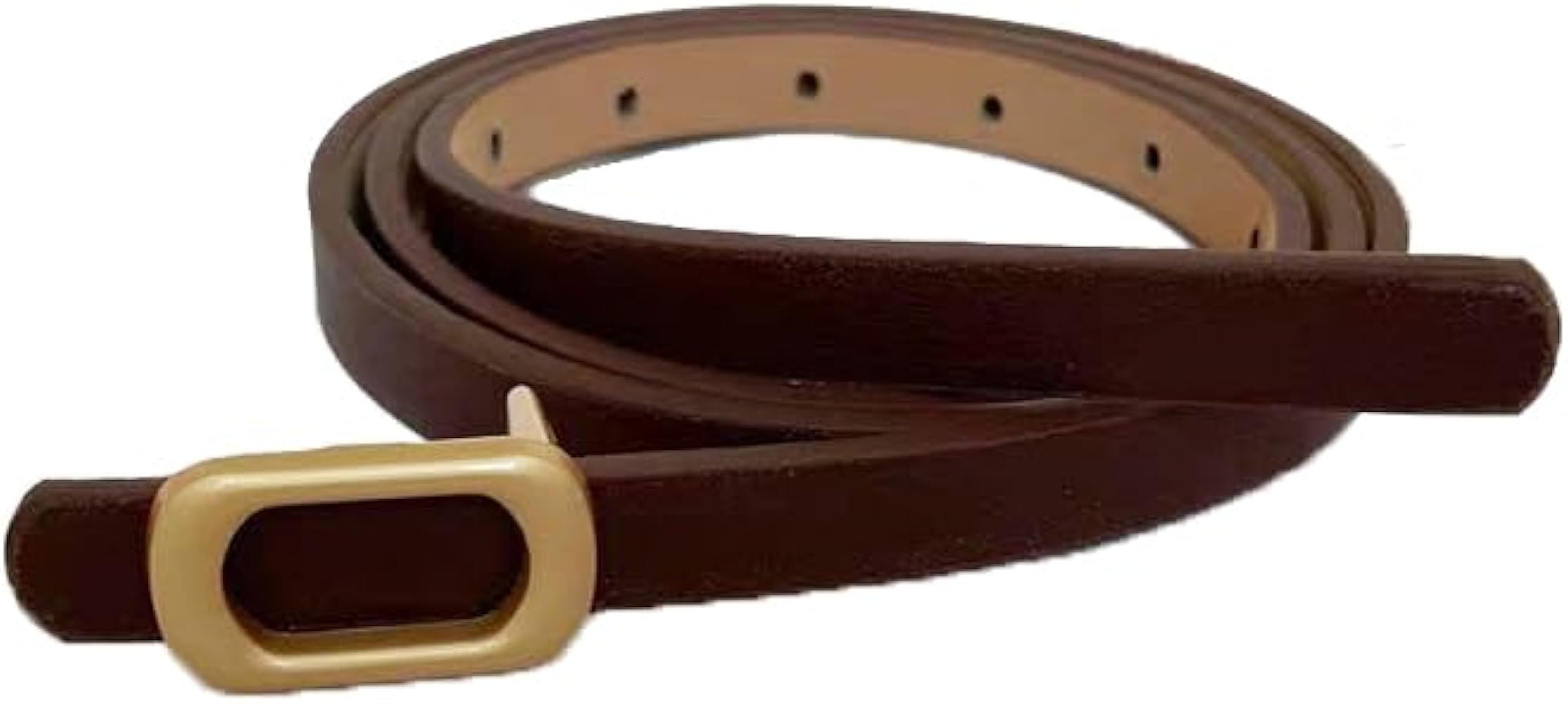 Women's Faux Leather Skinny Belts Thin Waist Belt for Dress Jeans Pants up to 37 Inches Gold Buck... | Amazon (US)