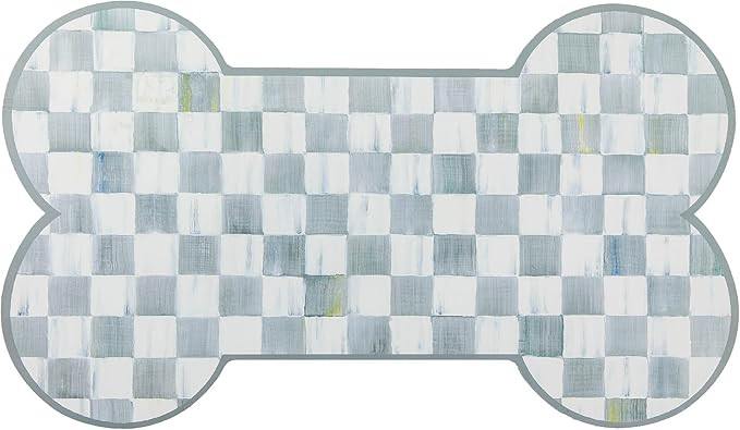 MACKENZIE-CHILDS Pup Placemat, Cute Pet-Food Mat for Dog Bowls and Cat Bowls, Gray-and-White Ster... | Amazon (US)