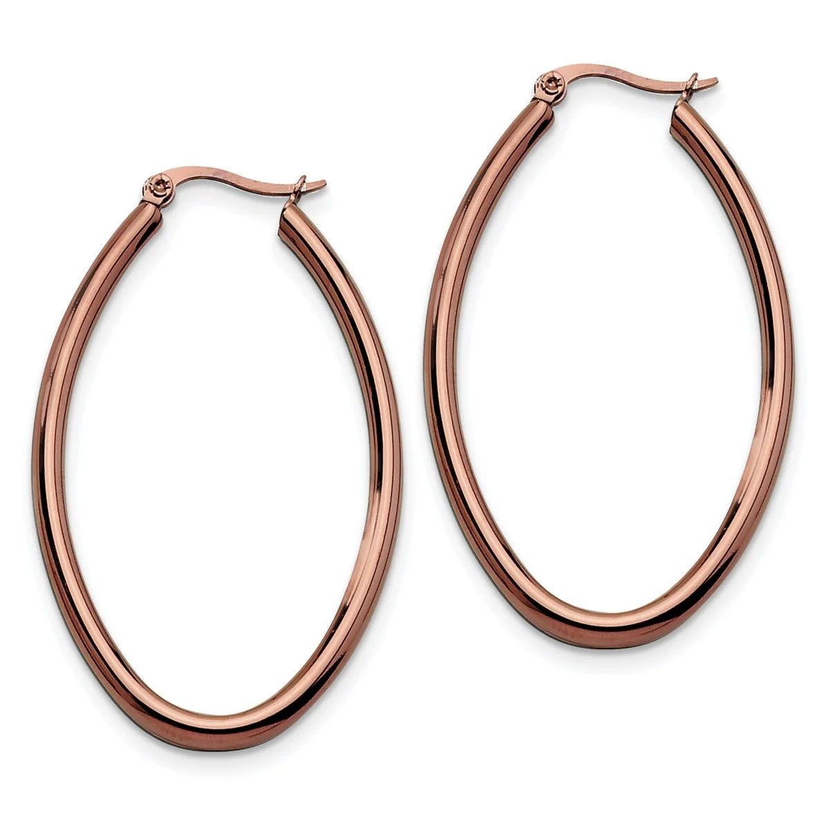 Stainless Steel Brown Plated 50mm Oval Hoop Earrings | Walmart (US)