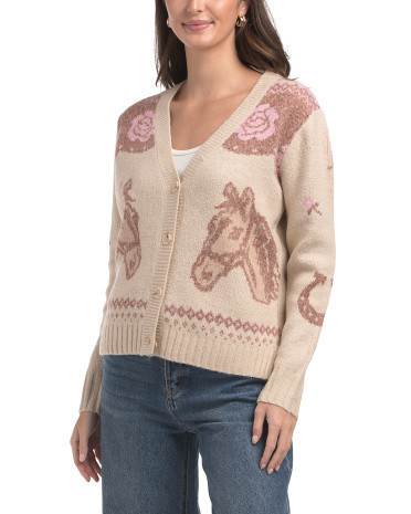 Horse Button Cardigan, Nylon/Polyester/Acrylic | TJ Maxx