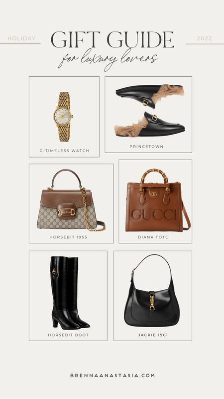 Gift ideas for the luxury lover! Gucci bag, Gucci loafers, gold watch, Gucci boots, Jackie bag #giftguide #holidaygiftguide 

#LTKstyletip #LTKHoliday