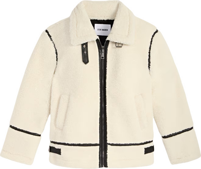 Women's Faux-Sherpa Faux-Leather-Trim Coat | Macy's