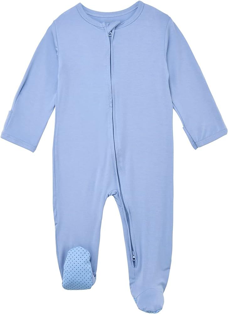 Baby Footie Bamboo Pajamas Zipper - Unisex Infant Newborn Sleep Play Footed Onesie Pjs with Mittens | Amazon (US)