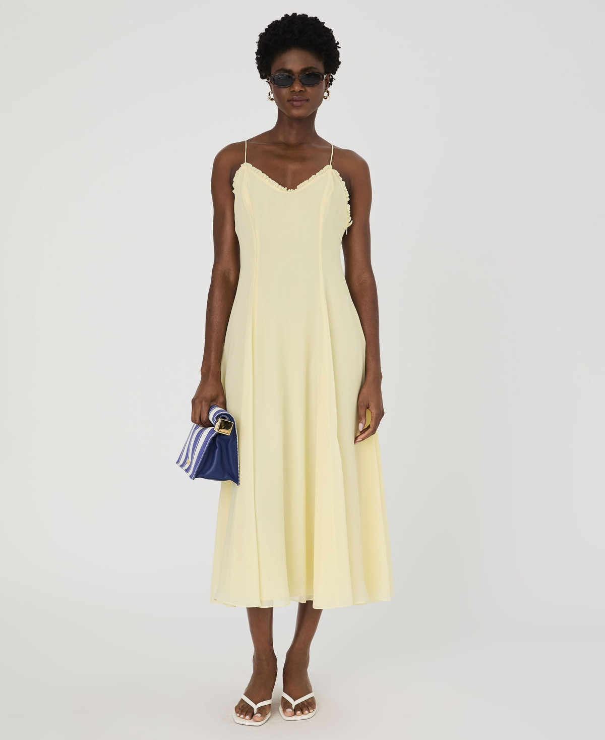 French Connection Women's Raya Butter Yellow Chiffon Ruffle-Neck Dress - Butter Yellow | Macy's Canada