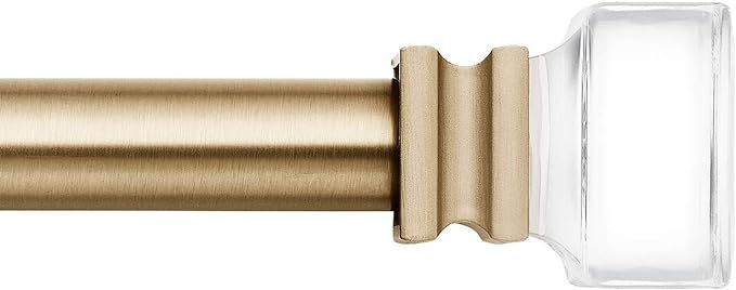 MODE Premium Collection Single Curtain Rod Set with Clear Square Finials - 36 to 72 in, Gold | Amazon (US)