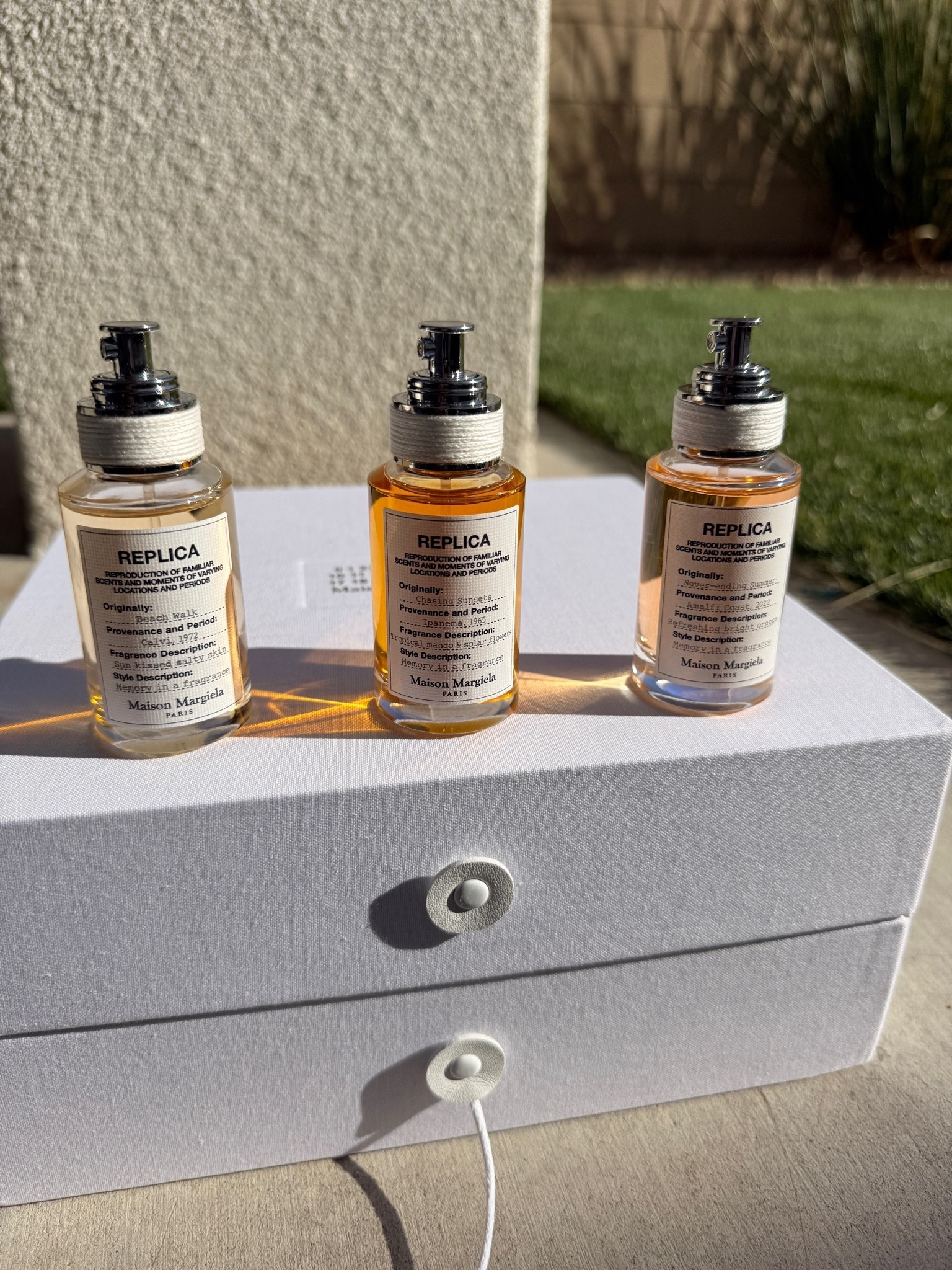 This summer collection from maison margiela is just too pretty to use - and he loves packaging the scents are so long lasting and smell like summer ✨☀️🤍