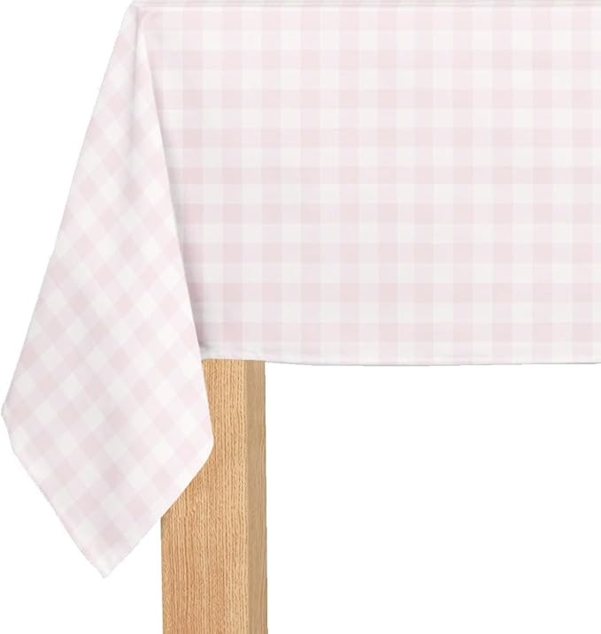 Coterie Light Pink Gingham Paper Tablecloth | Rectangle Tablecloth/Table Cover for Thanksgiving, ... | Amazon (US)