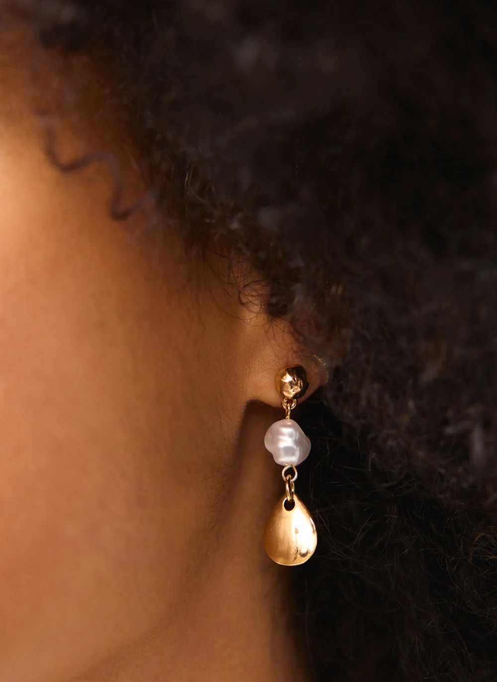 Gold Tone Pearl Drop Earrings | Mint Velvet