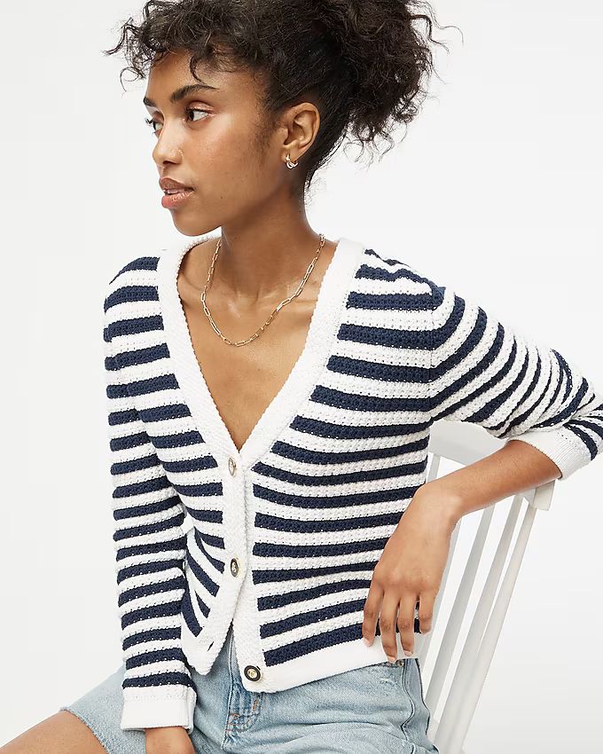 Striped knit V-neck cardigan sweater | J.Crew Factory