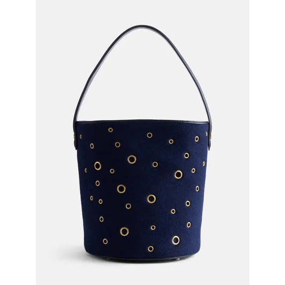 Free Assembly Women’s Grommet Bucket Bag, Navy | Walmart (US)