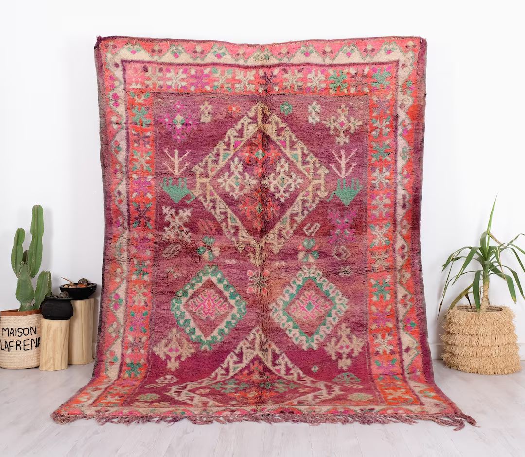 Vintage Moroccan Rug, Purple Boujaad Rug, 6x9 FT - Etsy | Etsy (US)