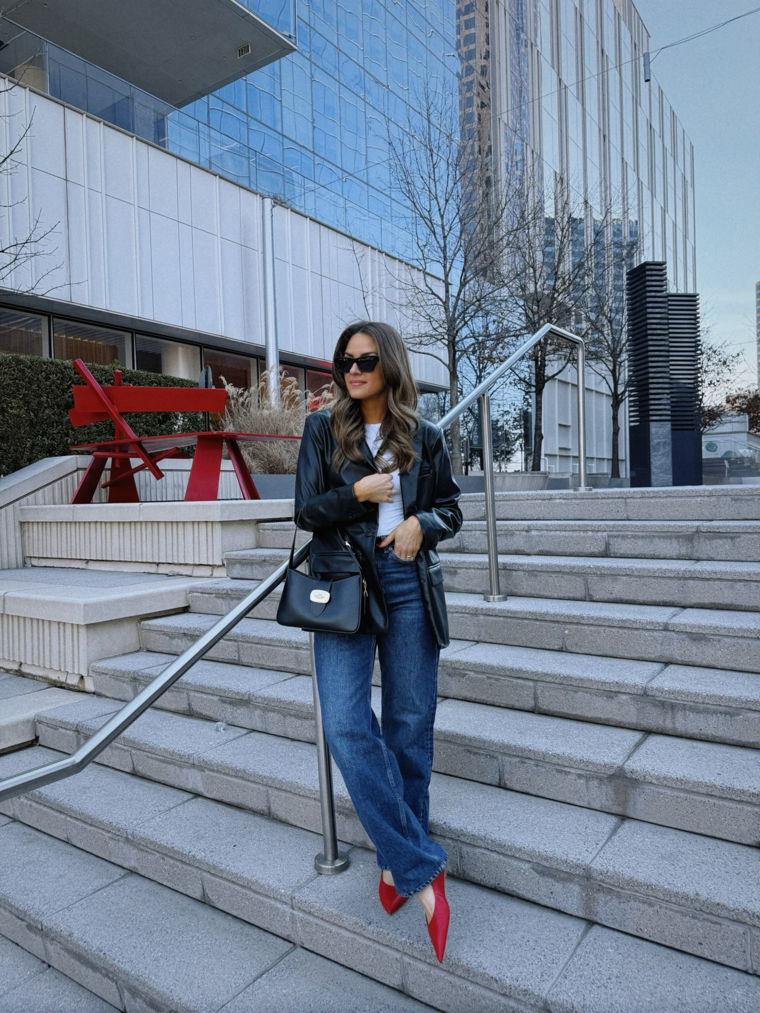 Styling these red flats!
I'm wearing a size S in the top & blazer & a 26 in the jeans. My flats run TTS. You can also save on my earrings with code ALOPROFILE