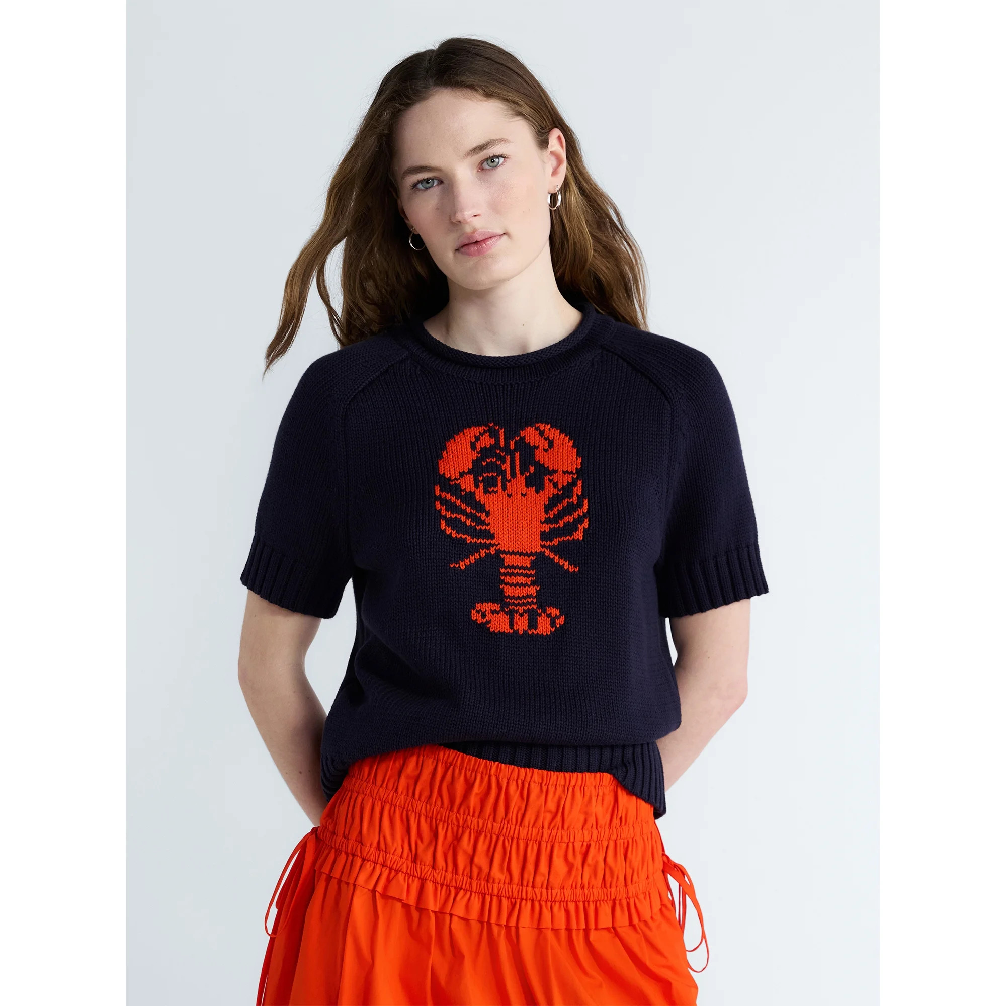 Free Assembly Women's and Women's Plus Roll Neck Cotton Sweater with Short Sleeves, Sizes XS-4X | Walmart (US)