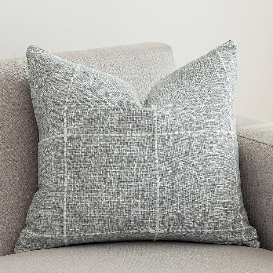 vctops Rustic Lattice Cotton Linen Decorative Throw Pillow Cover Embroidery Square Cushion Cover ... | Amazon (US)