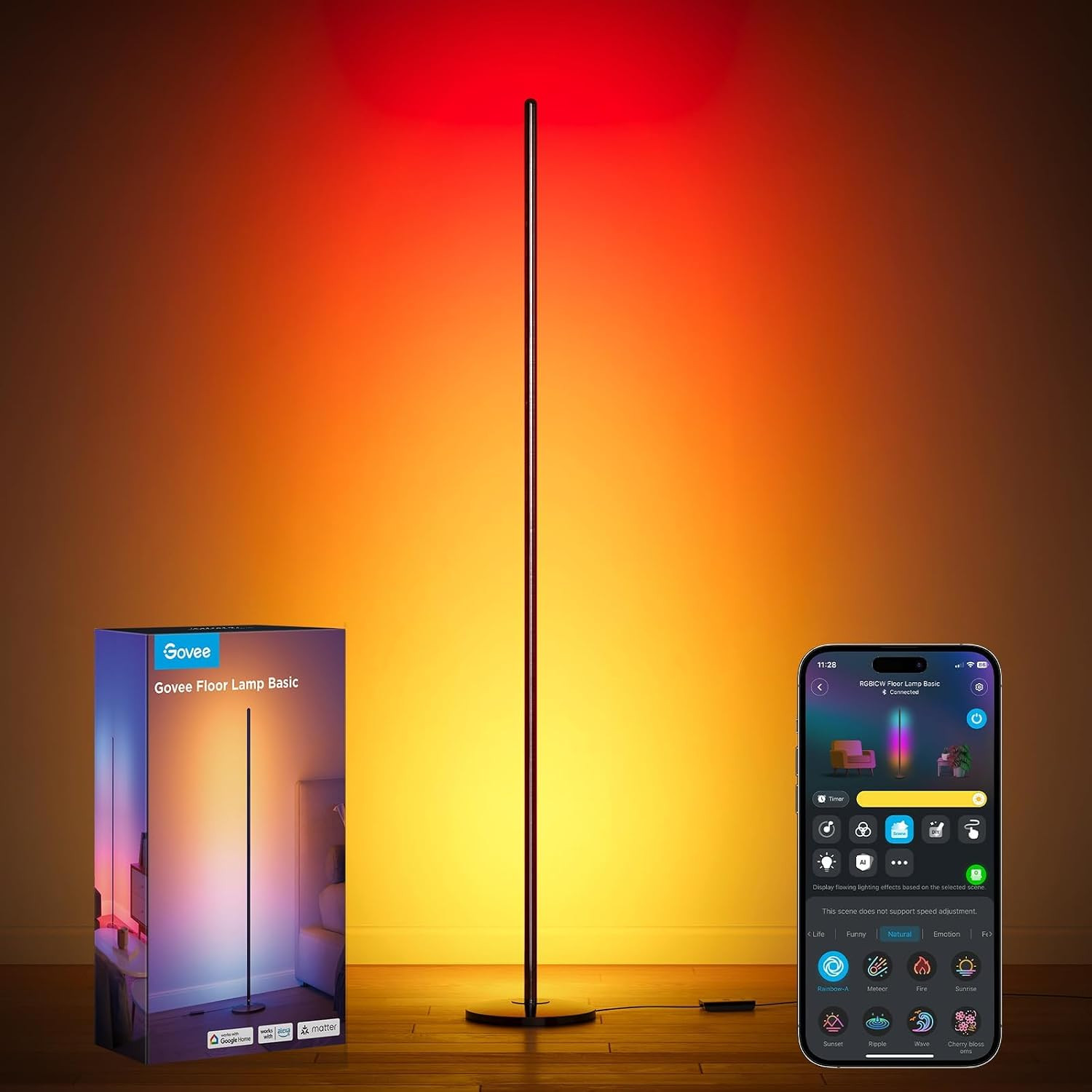 Govee RGBIC Floor Lamp Basic, 1000lm LED Corner Lamp, Black | Amazon (US)
