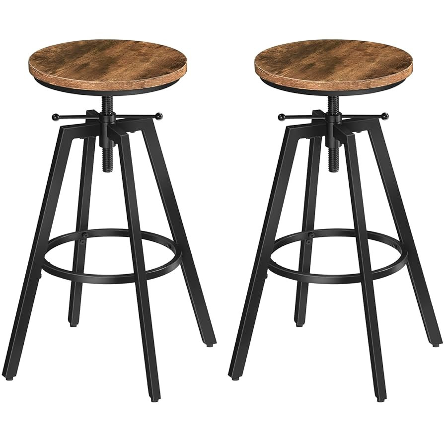 Bar Stools, Height Adjustable Swivel Bar Stool, Counter Height Bar Stool, Set of 2 Industrial Bar... | Amazon (US)