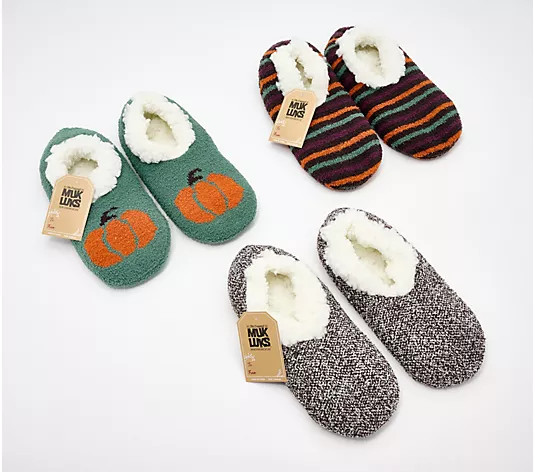 MUK LUKS Set of 3 Aloe Infused Ballerina Slipper Socks - QVC.com | QVC
