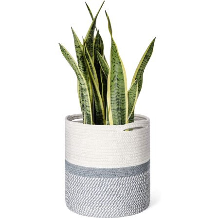 Cotton Rope Plant Basket Modern Woven Storage Basket for Flower Pot up to 10 | Walmart (US)